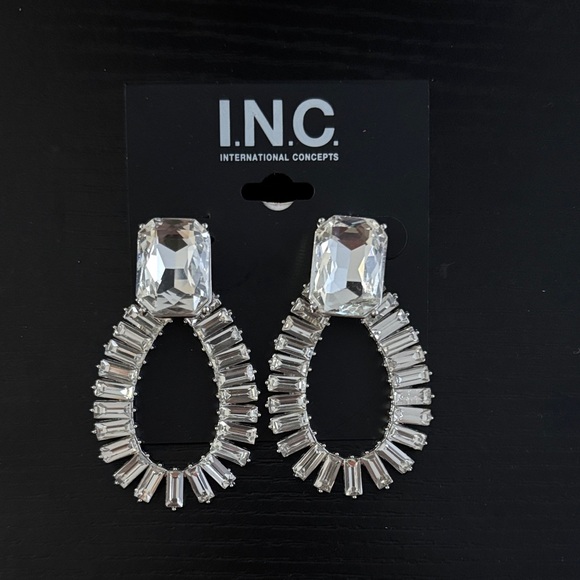 INC International Concepts Jewelry - INC International Concepts Silver Tone and Crystal Teardrop Earrings NWT